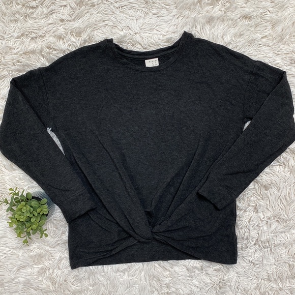 A New Day Twist Hem Sweatshirt 💗 Charcoal Gray - Picture 5 of 15